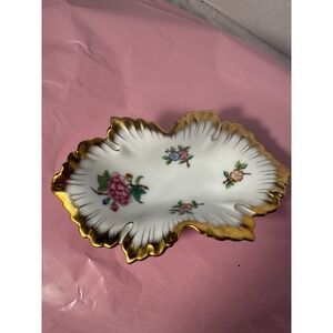 HEREND - Chinese Bouquet Raspberry - 6" Small Leaf Dish - 7794 / AP - Great!